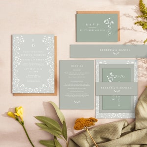 Sage Wildflower Wedding Invitation