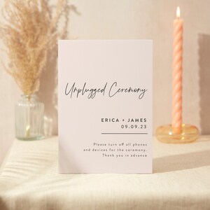 Unplugged Zeichen | Hochzeit Zeichen | A5 Robustes Foamex Schild | Minimale Schrift