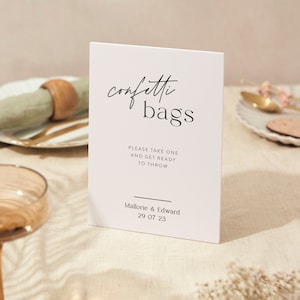 Konfetti Zeichen | Hochzeit Zeichen | A4 Robustes Foamex Schild | Moderne Kalligraphie