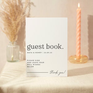 Gästebuch Schild | Hochzeit Zeichen | A4 Robustes Foamex Schild | Moderne Serif