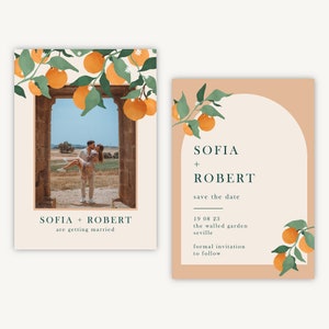 Mediterranean Oranges Photo Wedding Save the Date