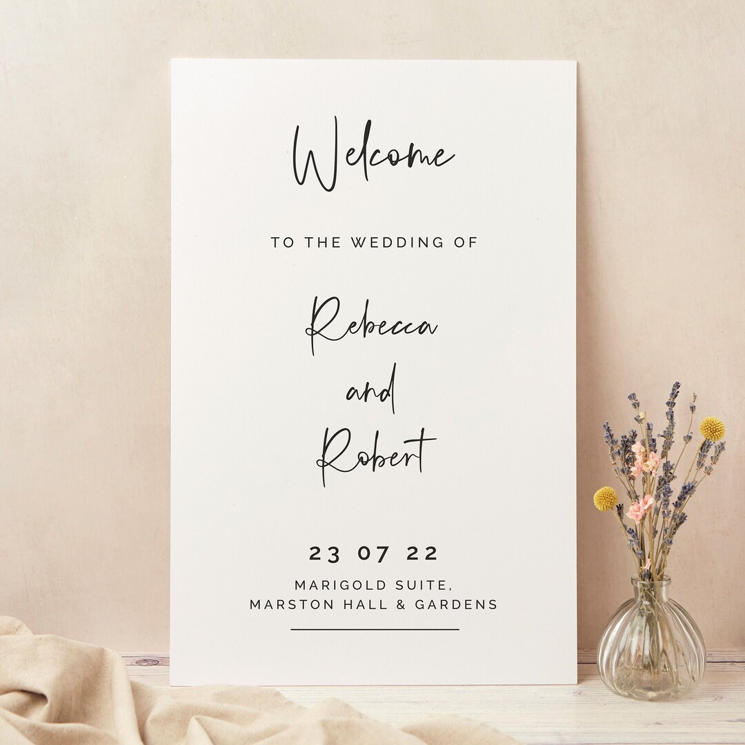 Personalised Wedding Welcome Sign - Modern Script - Etsy