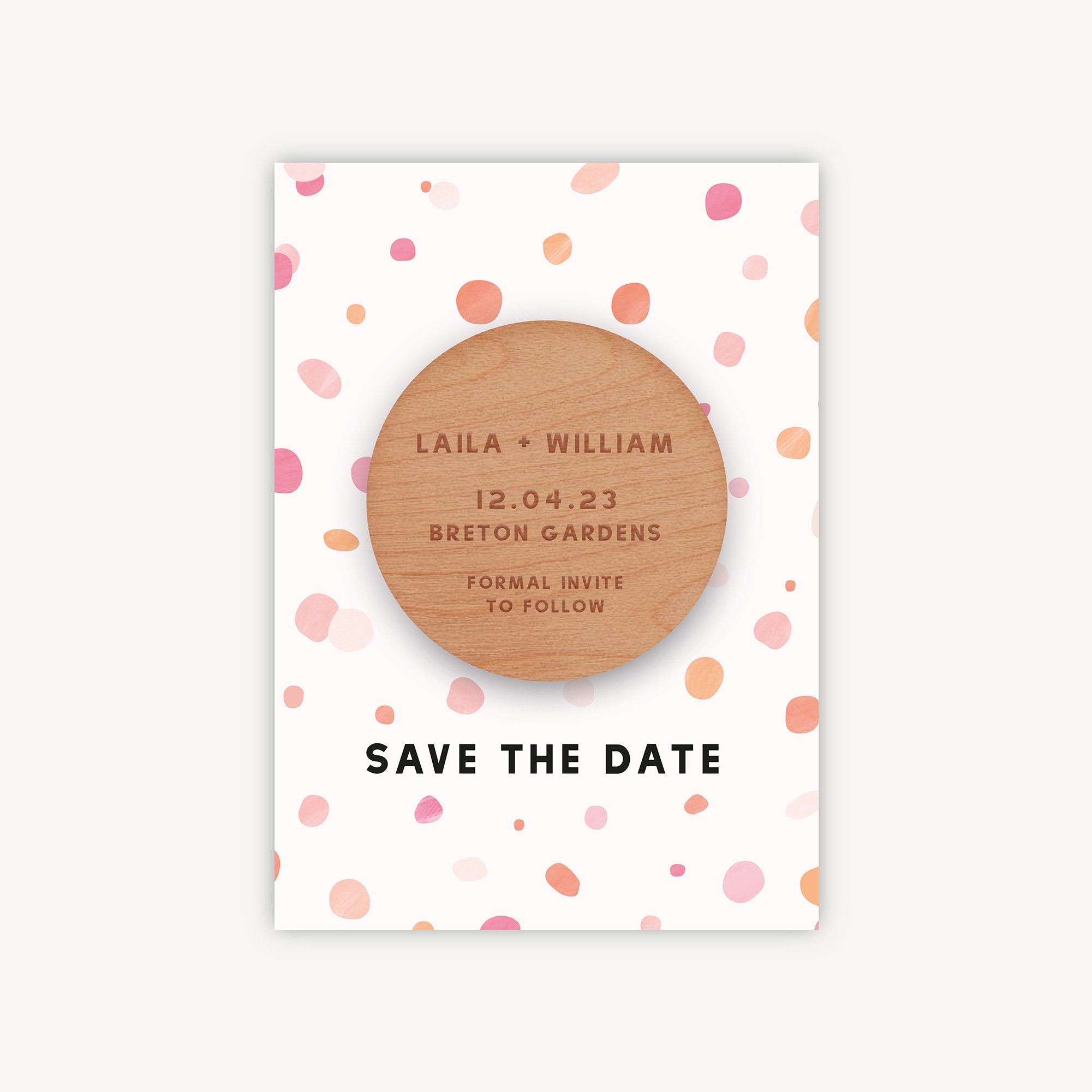 Save The Date, Magnet Bright Pink Confetti, Spring Summer Wedding