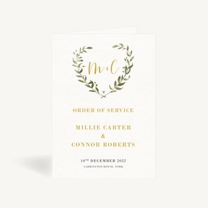 Greenery Botanical Wedding Order of Service