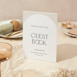 Gästebuch Schild | Hochzeit Zeichen | A4 Robustes Foamex Schild | Minimalistischer Bogen