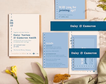 Muted Travel Wedding Invitations – Destination Wedding Invites