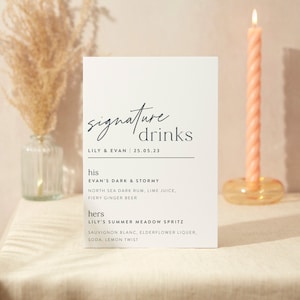 Signatur Getränke Zeichen | Hochzeit Zeichen | A4 Robustes Foamex Schild | Moderne Typographie Schrift