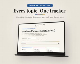 IGCSE Combined Science Single Award Tracker | Pearson Edexcel 4SS0 | Biology Chemistry Physics