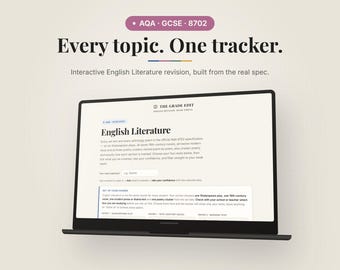GCSE English Literature Revision Tracker | AQA 8702 | Interactive Digital Checklist with Progress Tracking