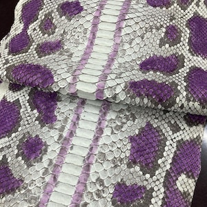 Lavender Smoke Burmese Python Leather Hide | Matte Unbleached Back Cut Snake Skin | Exotic Leather for Bags & Wallets