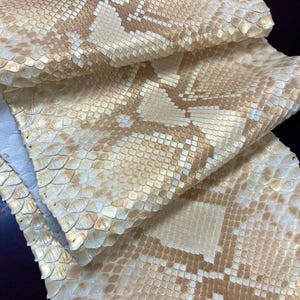 Real Reticulated Python Belly Cut Leather Hide | Natural Unbleached Snake Skin | Exotic Python Leather for Bags & Crafts