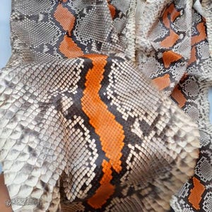 Real Python Leather | Burnt Orange Slate Reptile Leather for Handmade Craft