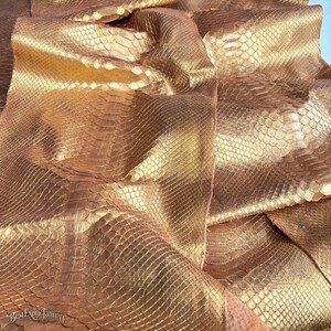 Real Reticulated Python Back Cut Leather Hide | Bleached Exotic Snake Skin | Gold Python Leather for Luxury Crafts
