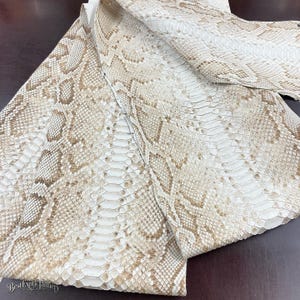Ivory Sand Burmese Python Leather Hide | Natural Unbleached Back Cut Snake Skin