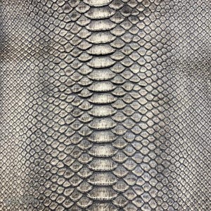 Real Reticulated Python Back Cut Leather Hide | Washed Exotic Snake Skin | Gray Natural Python Leather for Bags & Luxury Crafts
