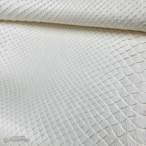 Real Reticulated Python Belly Cut Leather Hide | White Bleached Snake Skin | Exotic Python Leather for Bags, Wallets & Crafts