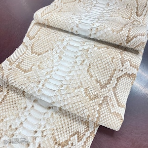 Real Burmese Python Back Cut Leather Hide | Natural Unbleached Python Skin | Exotic Leather for Wallets, Bags & Luxury Crafts