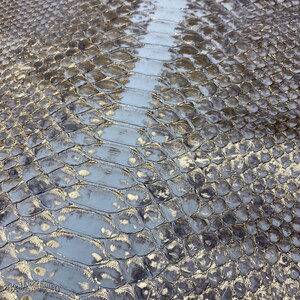 Real Reticulated Python Back Cut Leather Hide | Foiled Exotic Snake Skin | Metallic Python Leather for Luxury Crafts