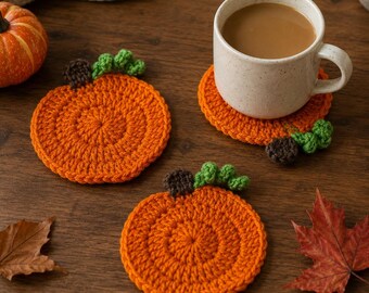 Transforming Pumpkin Coaster Set, 8-in-1 Crochet Pattern (Digital Download)