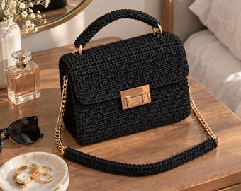 Structured Crochet Handbag Pattern, Textured Stitch Design, Clasp Closure (PDF Download)