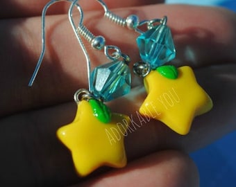 Paopu Fruit Earrings  ( kingdom hearts, starfruit, earrings, jewelry, gift, for her, for him, for them, gamer, nerdy )