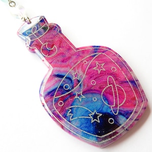 Bottled Universe Potion Keychain ( gift, for her, for them, for him, accessory, keychain, bag clip, galaxy, universe, D&D )