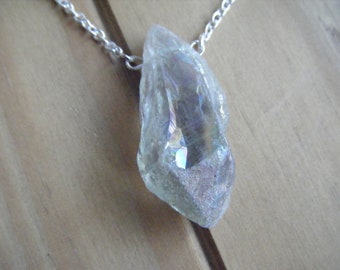 Spiritual Inspirational Higher Vibrational Healing Angel Aura Rainbow Quartz Pendant Necklace Gemstone Crystal Light Body Integration Cosmic