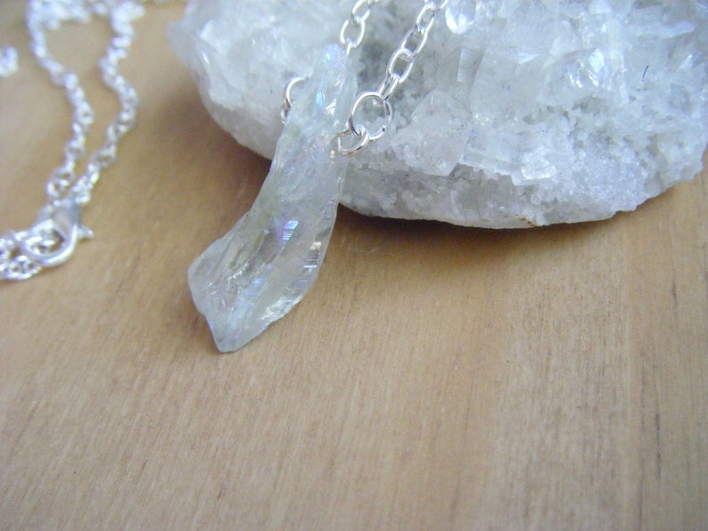 Spiritual Inspirational Higher Vibrational Healing Angel Aura Rainbow Quartz Pendant Necklace Gemstone Crystal Light Body Integration Cosmic