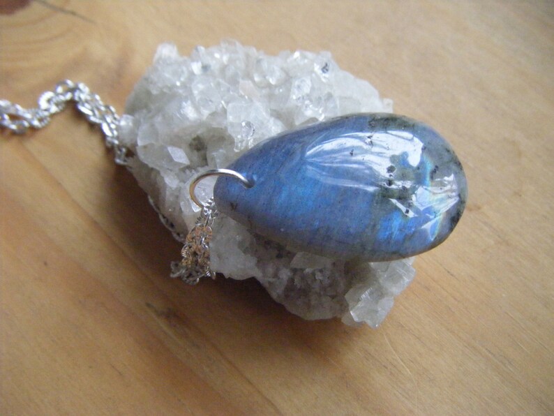 Spiritual Inspirational Healing Beautiful Labradorite Hand Carved Pendant for Necklace Wellness Oneness Cosmic UNISEX Gemstone Crystal