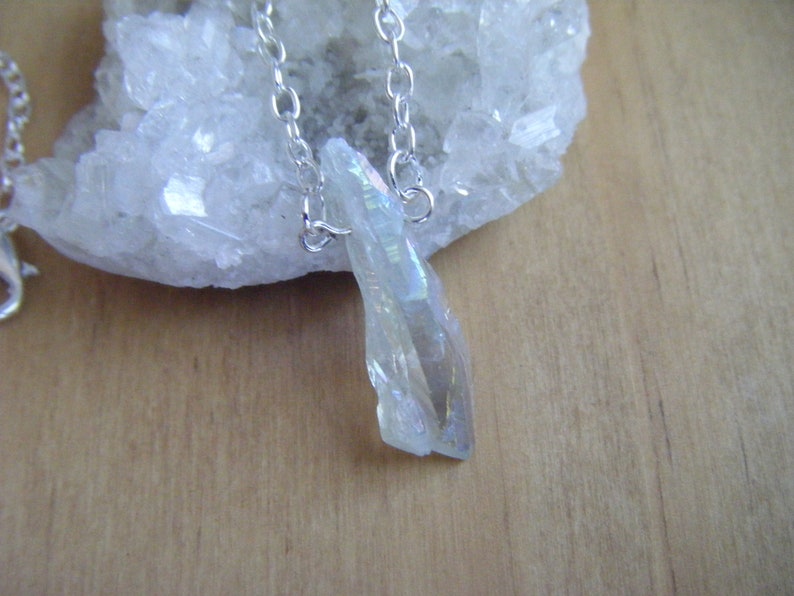 Spiritual Inspirational Higher Vibrational Healing Angel Aura Rainbow Quartz Pendant Necklace Gemstone Crystal Light Body Integration Cosmic