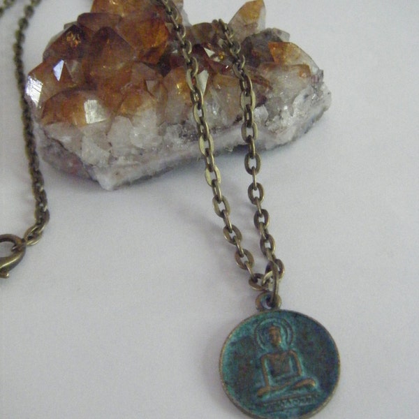 Spiritual Inspirational Healing Buddha Charm 18" Necklace Awakened One Swastika Good Fortune Luck Wellness Love Oneness Cosmic Love