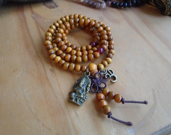 Spiritual Inspirational Healing 20" Mala Necklace/Bracelet Ganesha/Ganesh Wellness Oneness Cosmic Eco Beads Yoga Meditate Consciousness