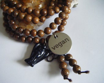 VEGAN Angel Cruelty Free Mala Necklace Bracelet Promoting Veganism Plant Based Save The Animals Save Humanity Ahimsa Compassion