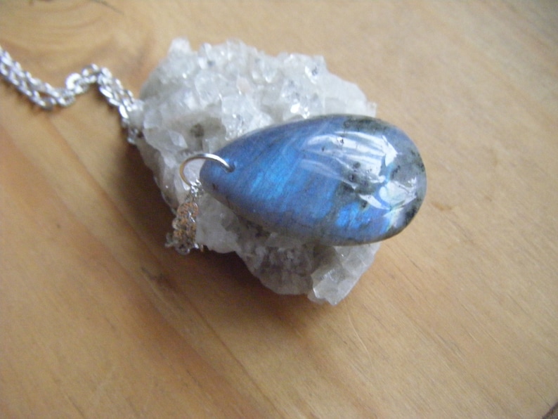 Spiritual Inspirational Healing Beautiful Labradorite Hand Carved Pendant for Necklace Wellness Oneness Cosmic UNISEX Gemstone Crystal