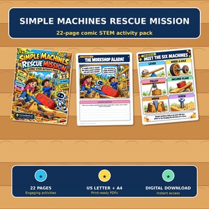 Simple Machines Worksheets | Comic STEM Rescue Mission (Grades 3–5)