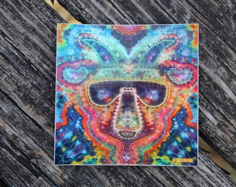 Holographic Billy Goat Funky Sunshine Tie Dye Vinyl Sticker