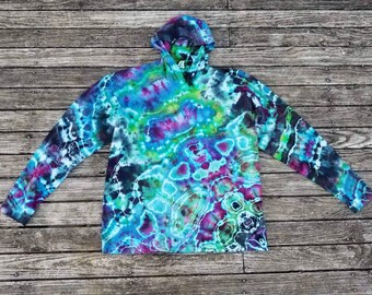 Extra large - Tie Dye shirt weight Hooded Longsleeve s914