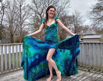 Large Tie dye wedding/maternity dress by Funky Sunshine 1984