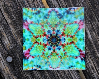 Holographic Mushroom Mandala Tie Dye Funky Sunshine Vinyl Sticker