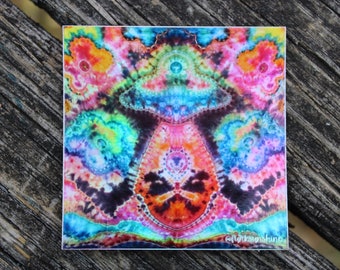 Holographic Alien Invasion Funky Sunshine Tie Dye Vinyl Sticker