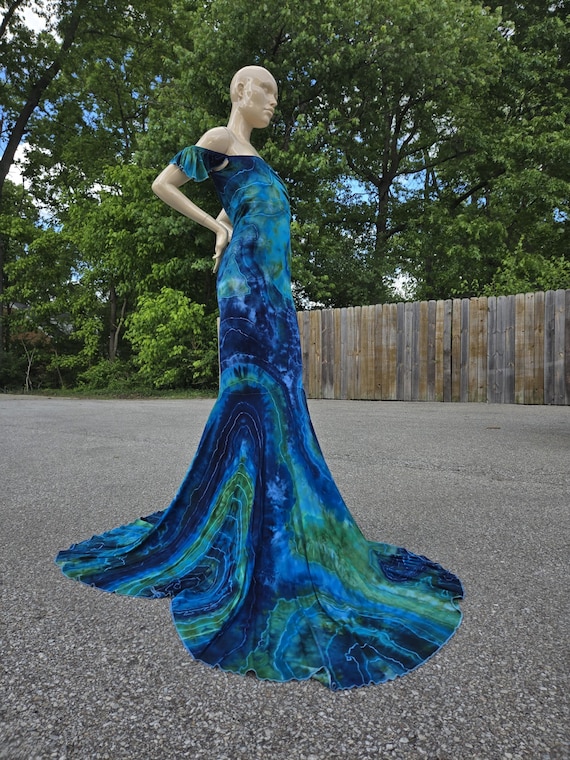blue tie dye maternity dress Blue Tie Dye Off Shoulder Maternity Maxi Dress