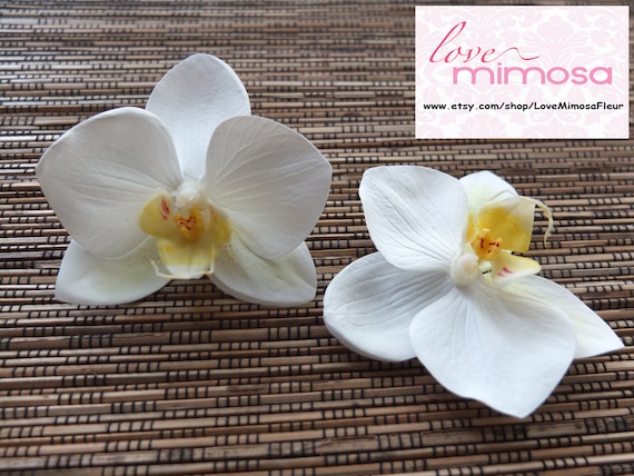 Women Beach Orchid Bridal Wedding Flower Hair Clip Brooch Barrette Headpiece OJ