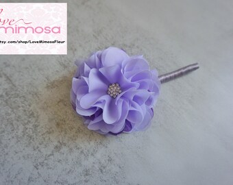 Boutonniere, Chiffon Rose Boutonniere, Shabby Chic Corsage, Lilac Boutonniere, Silk Flower Corsage, Wedding Flowers, Groomsman Gifts