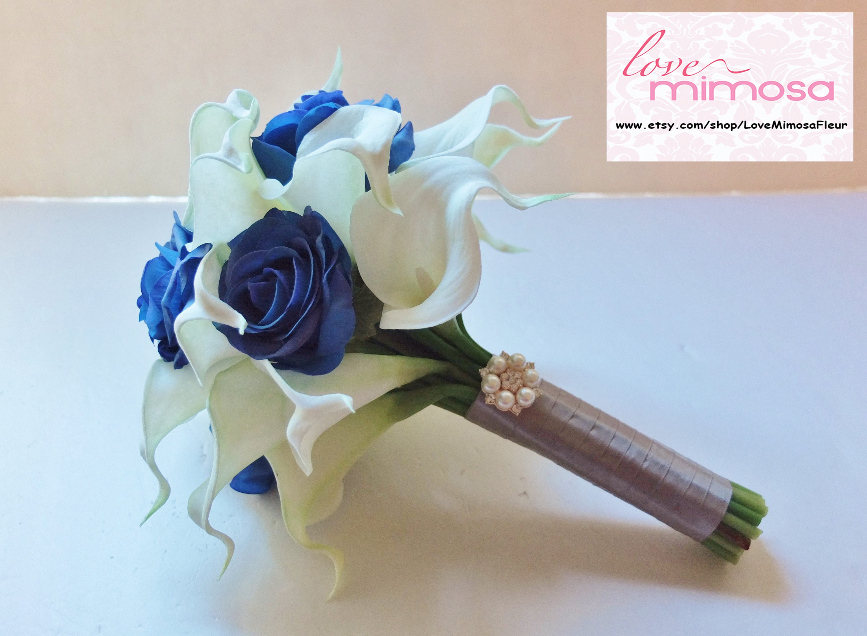 blue calla lily wedding bouquet