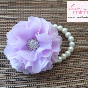 Wrist Corsage, Lilac Corsage, Lilac chiffon Corsage, Lavender Chiffon Corsage image 1