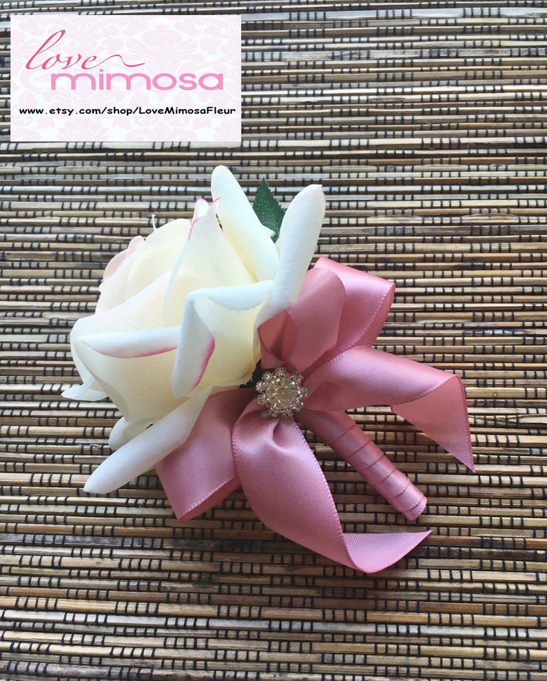Wrist Corsage Blush Pink Rose Corsage Silk Flower Corsage Etsy