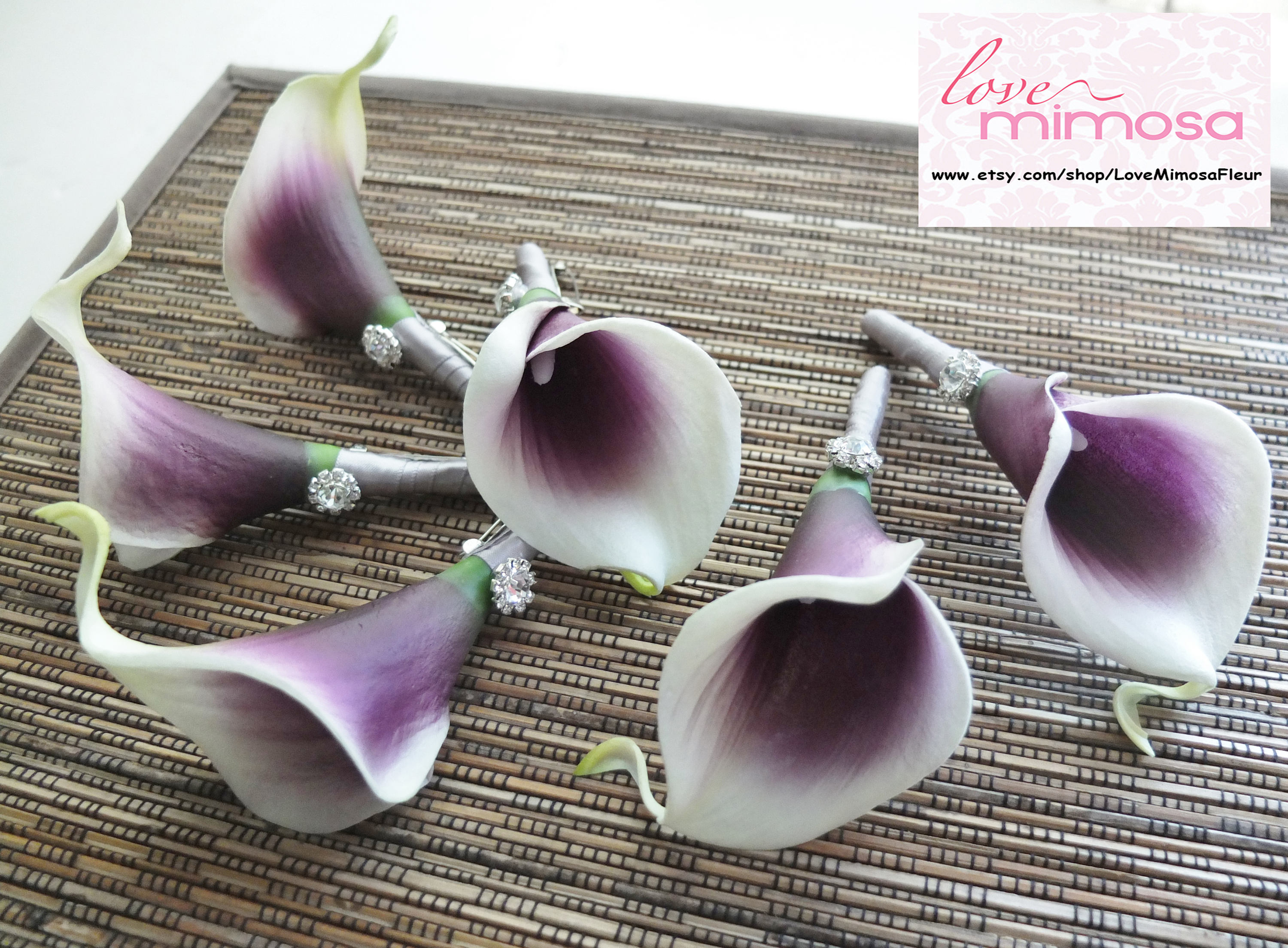 Men's Boutonniere Purple Picasso Calla Lily with silver | Etsy