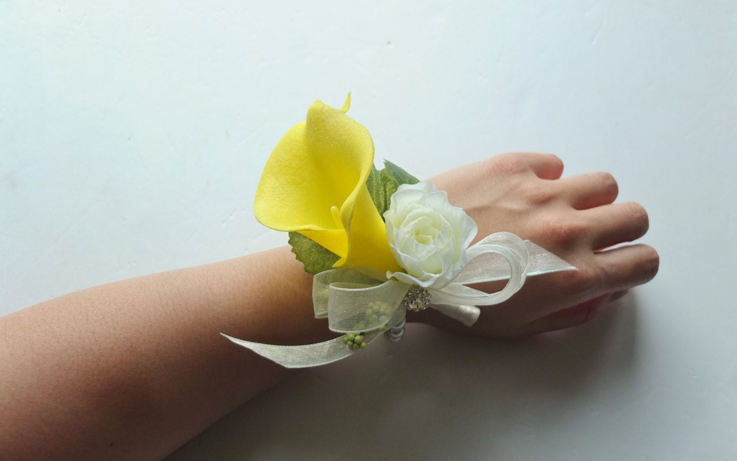 Yellow Calla Lily Wrist Corsage yellow calla lily with ivory Etsy