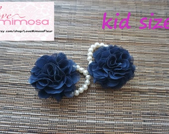 Kids corsage, Navy Chiffon Rose corsage, Flower Girl Corsage, Wedding Corsage, Baby Corsage, Toddler Corsage, Bridesmaid Gifts, sash brooch