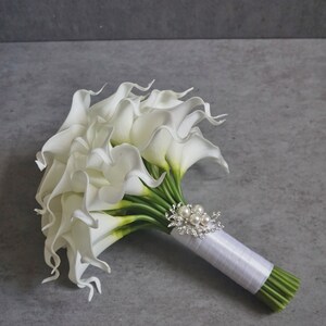 Ivory Calla Lily bouquet, Bridal Bouquet, Silk Flower bouquet, Wedding Flowers, Engagement Gifts, Boho Wedding, Bridesmaid Gifts image 9